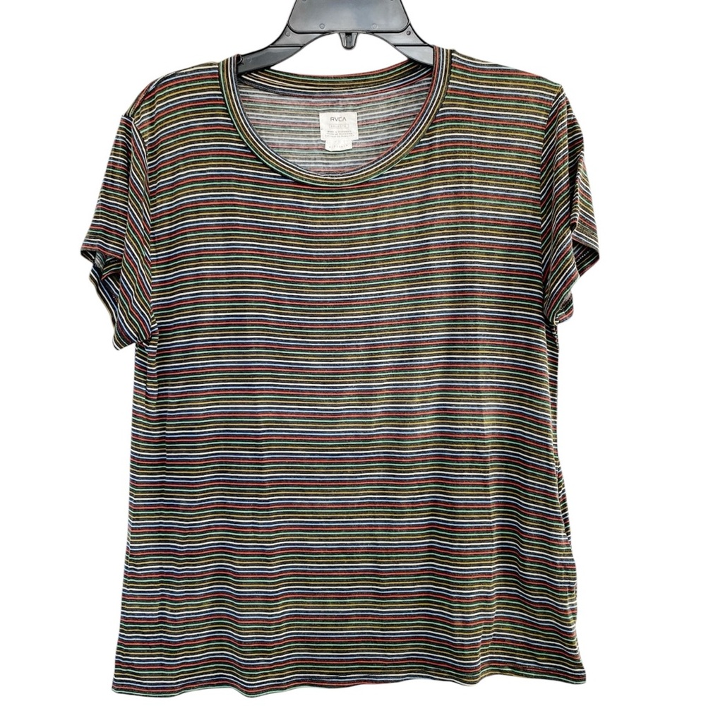 RVCA Women’s Striped Boxy Short Sleeve T-Shirt Small Relaxed Fit Tee Skater